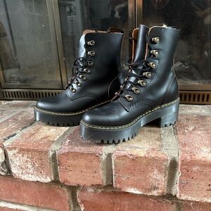Dr. Martens Black Platform Combat Boots Leona Hook Boot